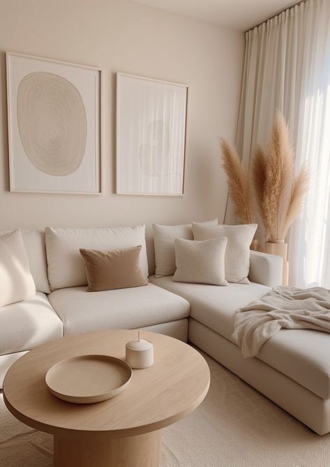 Sala decorada com tons naturais